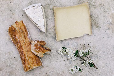 Fresho Software for fresh food wholesale suppliers and their customers - Dairy Category - Blocks of cheese lying on bench top with focaccia bread