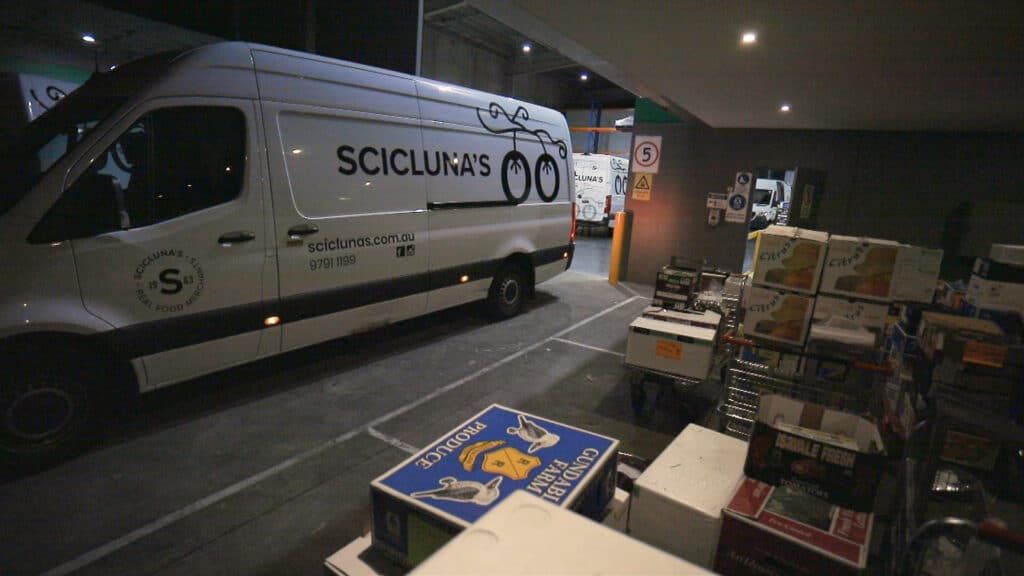 Sciclunas food wholesale van in warehouse